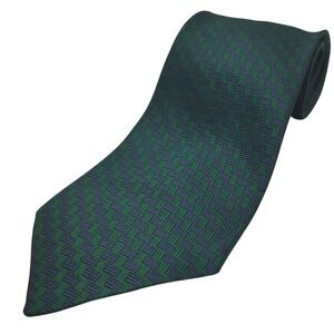 Ted Lapidus Silk Tie Green Blue Geometric Classic Decorative Necktie Made In USA